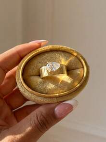 1pc Elegant Minimalist Teardrop Zirconia Ring, 925 Sterling Silver Material, Delicate Jewelry Gift For Women, Birthday/Anniversary - Gold - View 3