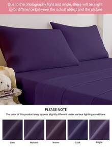 HONEY MOON 2pcs Soft & Smooth Solid Color Pillowcase, Breathable, Envelope Closure, Wrinkle Resistant, No Filling - Fits T/F/Q/K Size Home & Dorm, OEKO-TEX Certified, Purple - Dark Purple - View 7