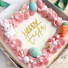 1 Stück/3 Stücke/6 Stücke Fröhliche Ostern Acryl Tortendeko Set mit goldenem & weißem Hasen Design Tortenpicks für Ostern Party Torte Dekoration - mehrfarbig - Übersicht 4