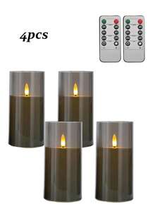 2/3/4/6-Piece Black LED Flameless Candles With Remote Control Timer, Warm Flickering Light, Battery-Powered Ambient Lighting, Suitable For Weddings, Parties, Holidays/Home Décor. - Grey - View 13