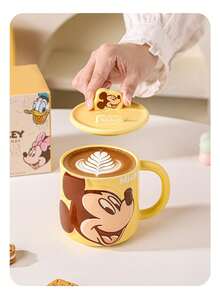 Disney Mickey Mouse 3D Embossed Ceramic Mug With Lid, High-Quality For Home And Office Use - Multicolor - View 5