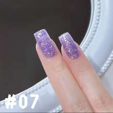 12毫升/瓶 2026新款派对薯片裂纹闪粉钻石亮片凝胶指甲油，美白，蓝色，粉色，超亮绿色，紫色闪粉，透明，适用于脚趾，UV灯，美甲沙龙用品 - 彩色 - 查看 15
