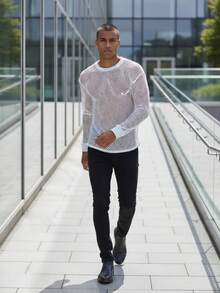 Men's Ribbed Blouse Summer 2025 – Style & Comfort Transparent Summer - trắng - Xem 7