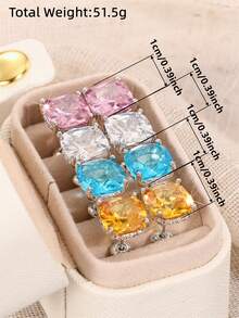 4 Pcs Elegant Cubic Zirconia Stud With Box For Women For Wedding Engagement Anniversary Party Jewelry Valentine's Day Gift - 1# - View 6