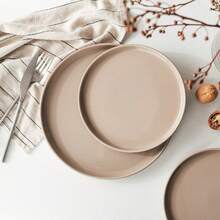 Richmount 12-Piece Plate Set, Stoneware Dinnerware Set For 4 People With Dinner Plates, Dessert Plates, Cereal Bowls, Microwave And Dishwasher - 棕色 - 查看 3