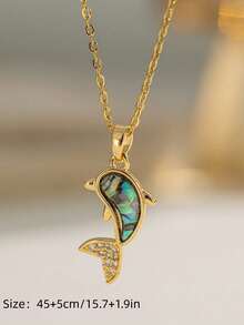 1 chiếc vòng cổ cá heo Zirconia thời trang và đa năng, vòng cổ mặt dây chuyền bằng đồng thiết kế độc đáo dành cho nữ, dây chuyền xương đòn thanh lịch, thích hợp cho sinh nhật, quà tặng chị em, trang phục hàng ngày, tiệc tùng, lễ kỷ niệm, mọi mùa - Nhiều màu - Xem 5