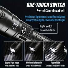 LiHangStar 1/2pcs Rechargeable LED Flashlight Set, Portable Flashlight With Zoom Adjustment And Battery Indicator, 3 Lighting Modes For Outdoor, Camping, Work And Emergency Use - Rechargeable Flashlight - View 6