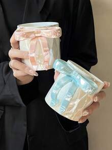 1pc Dreamy Pearl Butterfly Ceramic Mug, Cute Style Coffee Cup, High-Quality Afternoon Tea Gift, Milk Tea Cup, Water Cup, Breakfast Cup, Back To School Ceramic Cup, Reusable, Gift Set, Suitable For Adults, Christmas, Valentine's Day - Multicolor - View 9