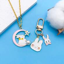 5/12件套可爱兔子吊坠套装 – 珐琅锌合金可爱卡通月亮星星设计 – DIY手链项链耳环工艺品材料，适合生日派对和春节 - 彩色 - 查看 5