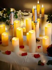 4/12/24 Flickering Flameless LED Candle With Remote Control Timer, 3D Flame Effect, Warm And Soft Light Creates A Romantic Atmosphere, Romantic Mood Lighting | Realistic Candle Design | Battery Powered Candle, Suitable For Home Decor, Weddings, Holiday Decorations - Warm Light - View 5