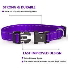 1pc Reflective Adjustable Dog Collar, Thin Nylon Webbing And Quick Release Plastic Buckle, Adjustable Nylon Collar Suitable For Small, Medium, Large Dogs, Walking & Training - Purple - View 6