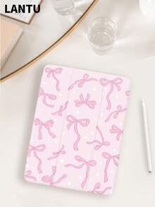 1个闪亮蝴蝶结图案平板电脑保护套，三折支架保护壳，兼容10.2英寸/11英寸（2020/2021款）、（A16）11英寸第11代（2025款）、第9/10代、Air 4代（10.9英寸）、Galaxy Tab S6 Lite 10.4英寸等型号，防摔，带笔槽，支持睡眠/唤醒功能，浪漫情人节礼物 - 彩色 - 查看 1