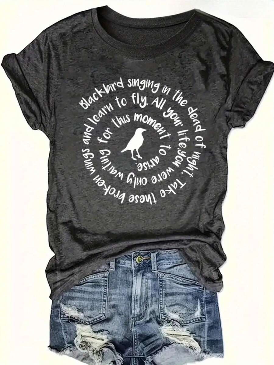 Colorful Cotton T-Shirts For Women | Breathtakingly Soft & Comfy, Perfect 4-Season Gift | Classic Fit, S-XXL - 灰色 - 查看 1