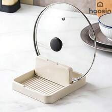 High-Quality White Cream Style Multifunctional Lid Holder - Plastic Kitchen Organizer for Spoons, Spatulas & Pot Lids - Branco - Visão 5