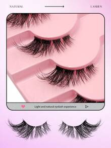 Asiteo 7 Pairs Half-Strip Natural Cat Eye False Eyelashes, Extending Lash Ends, Transparent Band, Faux Mink Lashes, Suitable For Cosplay, Parties, Eid, Holidays - Half Eyelashes - View 4