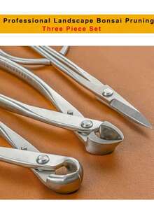 3pcs Stainless Steel Professional Gardening Pruning Shears Set, Suitable For Bonsai Trimming, Bud Trimming, Branch Shaping And Ball Trimming - 3-In-1 Multifunctional Tool Kit - A - View 1