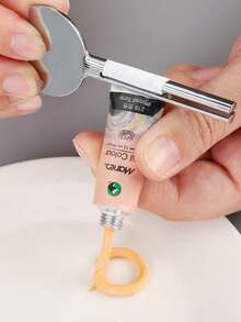 1pc Stainless Steel Toothpaste Squeezer, Hair Dye Dispenser, Toothpaste Tube Squeezer, Hair Dye Applicator - Silver - View 2