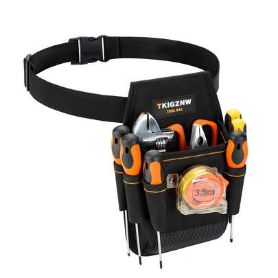 TKIGZNW 7 Pockets Adjustable Waist Belt Tool Bag