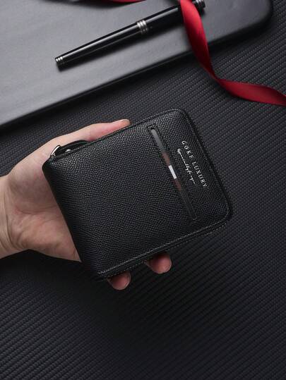 SHABILI Nueva llegada Billetera corta para hombres, billetera retro europea y americana con cremallera, monedero para tarjetas corto, monedero para hombres, billetera mini, monedero, billetera de hombre, billetera de cuero, billetera pequeña, accesorios para maestros, billetera vintage