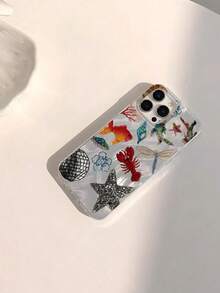 1pc & Fashionable Personalized Lobster, Dragonfly, Fish, Star Element Pattern Waterproof, Fingerprint-Proof, Scratch-Resistant Transparent IMD Soft Glossy Smooth Phone Case - Kiểu 8 (1 chiếc) - Xem 2
