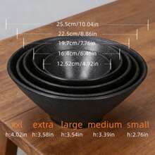 哑光黑碳纤维丼饭碗/透明碳纤维纹理/高品质丼饭碗/面条碗/汤碗/米饭碗/蔬菜碗/抗冲击/耐磨/易清洁/可用洗碗机清洗/适用于餐厅和家庭 - 黑色 - 查看 3