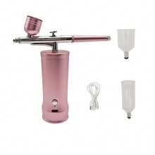 可充电手持式喷枪系统，易于组装，适用于化妆、美甲和DIY项目 - 粉色 - 查看 2