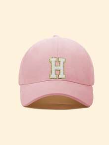1pc Kids 26 Letter Pattern Baseball Cap, Toddler Boys Girls Sun Hat, Suitable For Outdoor Daily Wear, UV Protection - Pink - View 3