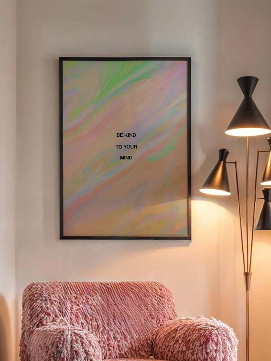 2D płaski, 1 szt. 2D płaski plakat artystyczny "Bądź miły dla swojego umysłu", wydruk na płótnie bez ramki, do salonu, do sypialni, do biura, do domu, prezent, piękna dekoracja pokoju, plakat na Halloween, Boże Narodzenie, jesień., 2D płaski - Litera A - Zobacz 1