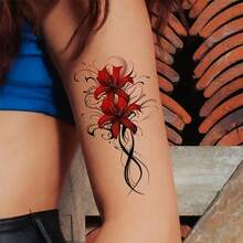10 Sheets Fashion Temporary Tattoos Colored Flower Tattoos Stickers Waterproof Fake Tatto Art Body Stickers - 10 sheets - 查看 3