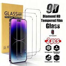 3pcs 9H Full Coverage Tempered Glass Screen Protector Compatible With IPhone 17 Pro Max, 16 Pro Max, 15 Pro Max, 14 Pro Max, 13 Pro Max, 12 Pro Max, 11 Pro Max, XS Max, XR, X, 8 Plus, 7 Plus, Scratch-Resistant, Fingerprint-Proof, Phone-Friendly - Clear - View 16