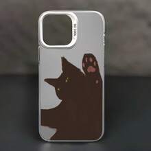 Funda para Teléfono - Una encantadora funda para teléfono de gato negro, diseñada para el  16 Pro Max, compatible con modelos como el 11, 15, 14, 13 y 12 Pro Max.Estas fundas a prueba de golpes en negro y plata son excelentes regalos cristianos para el Ramadán. - Plateado - Ver 7