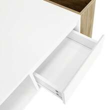 The Modern Tea Table Measures 105 X 60 X 40 Cm – Part Of The Surface Is Treated With High Light, With Drawers And Open Compartments. - White - View 9