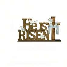 1pc Rustic Wooden Cross Desktop Decor - Farmhouse Style Easter Symbol With Floral Accents, Suitable For Home, Living Room, Cafe Or Party Decoration, Applicable For 11 Holidays - 1PC - View 7