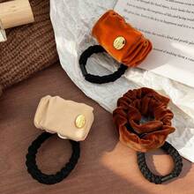 1个高弹力双用途发圈，天鹅绒发绳，可提升高马尾造型，不伤发，优雅发饰 - 彩色 - 查看 3