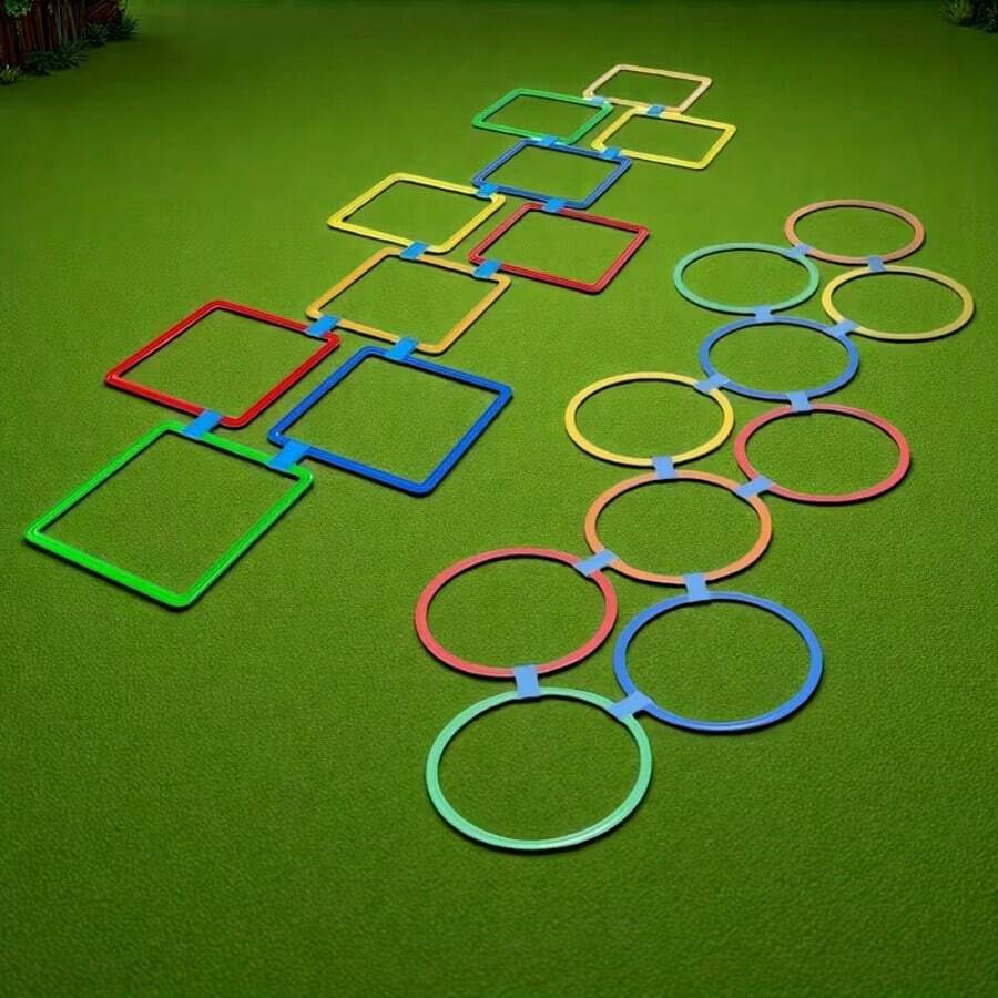 1 Set (10 Rings + 10 Buckles) Random Color Bouncy Sensory Motor Skills Training Set, Suitable For Outdoor Group Activities, Agility Ladder And Sports Exercise Equipment, Improve Reaction Speed And Agility, Lawn, Backyard Party Activity Props, Mixed Colors