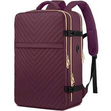 Large Carry On Travel Backpack - Flight Approved Waterproof Luggage Suitcase Backpack Personal Item Size For Women Men Fit 17 Inch Laptop College Overnight Bag Anti-Theft Weekender Daypack Dark Purple - 04-深紫色 - 查看 1