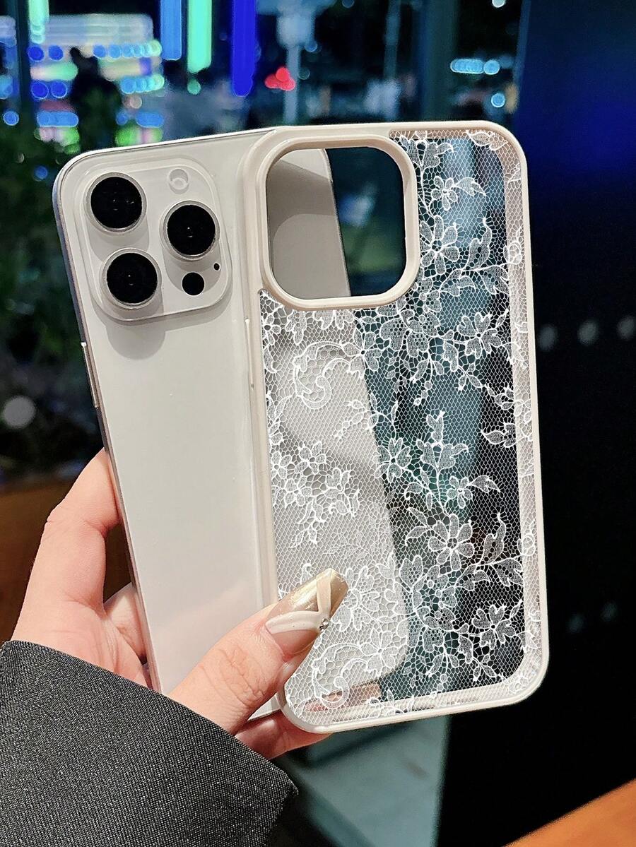 1 buah Casing Ponsel Motif Bunga Renda Putih Sederhana, Penutup Belakang Transparan, Pelindung Anti Guncangan, Kompatibel dengan iPhone 17/16/15/14/13/12/11/Pro/Pro Max/Plus, Cocok Sebagai Hadiah untuk Keluarga, Pasangan, Teman