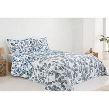 Colcha bouti para Verano y Entretiempo, Colcha para Cama 100% Poliester en Diseño Liso o Estampado, Colcha Cubre Cama Fina para Cama 90/105/135/150/180cm, Suave, Blanco con Funda de Cojín 45x70cm. Entrega a España en 3-5 días. - Multihojas GrisVerde - Ver 2