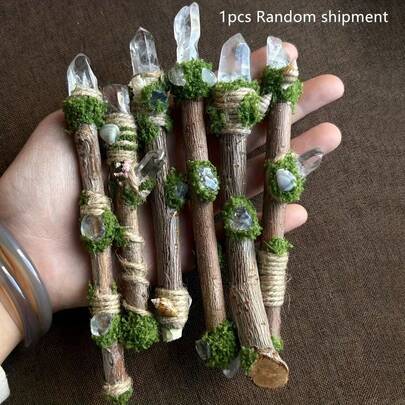 Handcrafted Unique Clear Quartz Crystal Magic Wand - Distinctive Witchcraft Magical Stick For Witches, Halloween Cosplay And Stage Performance | Elegant Vintage Crystal Scepter Decor, Also An Ideal Gift For Magic Enthusiasts