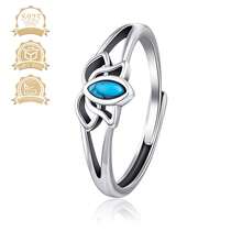 1 件优雅 925 银仿绿松石空心莲花戒指，适合女性节日、派对、婚礼 - 綠色 - 查看 1