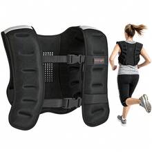 8kg Adjustable Weighted Vest With Reflective Strips | Running & Exercise Vest, Black - Default - View 1
