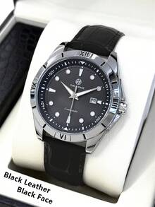 1pc Pablo Raez Business Classic Men's Watch, Luxury Original Stainless Steel Charming Men's Wristwatch, Silver Non-Oxidizing Large Dial, 50m Waterproof, PU Leather Soft Breathable Strap, Minimalist Calendar, Fashion Charm, High Quality AAA Top Brand New Men's Metal Steel Quartz Watch - one-size - View 16