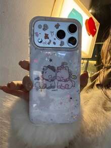 Korean Cute Swirl Horse Phone Case Compatible With Apple 16/17 Pro Max/ 15 Pro, Full-Body Protective Cover Compatible With IPhone 14/13, Suitable For Women - White - View 4