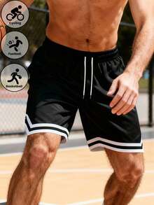 Shorts de basket-ball sport décontracté en maille pour hommes, shorts extérieurs à séchage rapide et élastique à la mode pour hommes et femmes - Noir - Voir 7