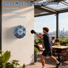 Máquina De Boxeo Musical, Saco De Boxeo De Pared Con 9 Velocidades Sin Necesidad De Taladrar La Pared, Equipo De Boxeos Para Gimnasio Con LED Y Guantes, Entrenador De Boxeos Con Ritmo Inteligente - Azul - Ver 8