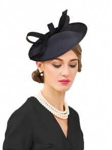 HIMESPORT Mũ dự tiệc trang trọng dành cho nữ, kiểu mũ Kentucky thanh lịch có nơ, phù hợp cho cô dâu, đám cưới, tiệc trà, tiệc cocktail. - A - Xem 19