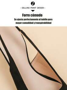 2025 Nuevos zapatos de tacón alto de moda con punta negra, tiras, talón abierto y tacón fino de ante con una sola correa con hebilla. Sandalias versátiles para ir al trabajo. Sandalias de tacón alto para mujer adecuadas para fiestas, cenas y citas para ir de compras. - Negro - Ver 7