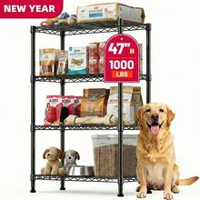 M MZG Modern 4-Tier Kitchen Organization Shelf, 1000 Lbs Heavy Duty Metal Storage Rack, Adjustable Wire Shelving Unit For Pantry, Laundry Room, Bathroom,Plants, Garage, Black -13.8"D X 29.5"W X 47.2"H - Black+4-tier,13.8" D X 29.5" W X 47.2" H - 查看 1