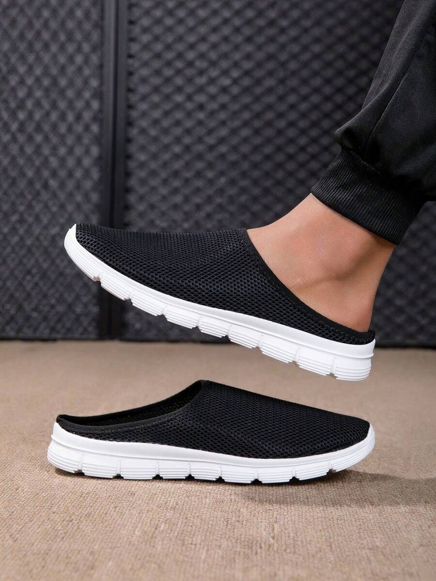 2026 New Men's Spring/Summer Breathable Mesh Casual Slip-On Loafers, Soft & Flexible Non-Slip Sole, Simple Design - Black - View 1