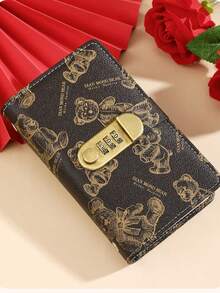 Cute Bear Pattern Password Lock Cash Notebook, 2026 Planner, Christmas Gift, Men's Office Supplies, Fast Shipping, 50 Pockets, Waterproof Durable Cover, Wider Spine, Fixed Inner Pages, Large Capacity Storage Notebook - Multicolor - View 12